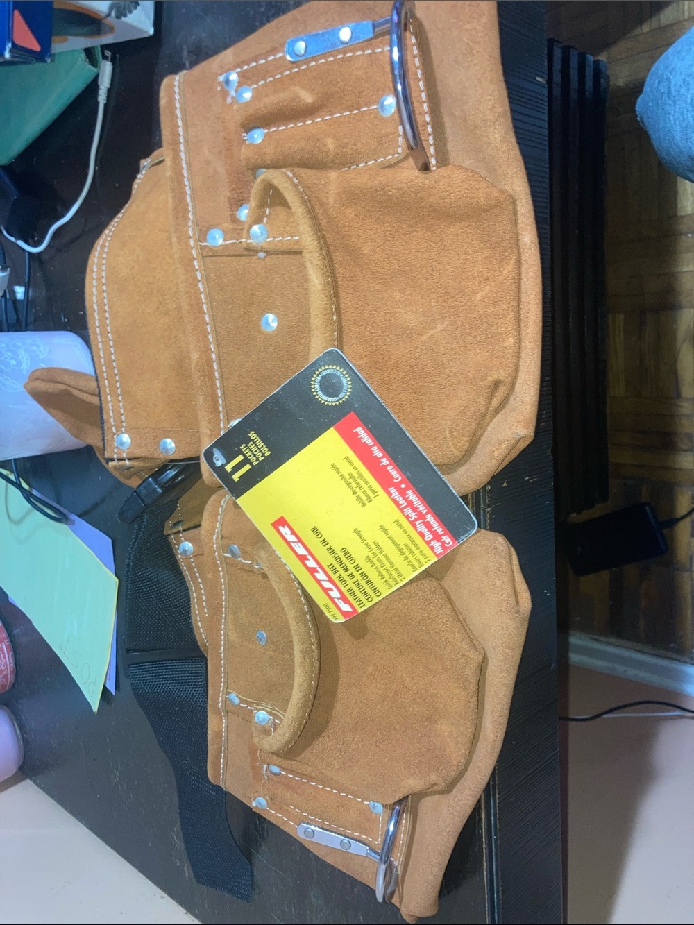 Fuller Tan Suede Men's Tool Belt Pouch with Multiple Pockets